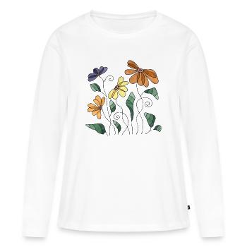Fleur - T-shirt manches longues Premium bio Femme - blanc - Devant - Julia (174cm)
