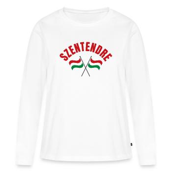 Szentendre a traversé les drapeaux hongrois - T-shirt manches longues Premium bio Femme - blanc - Devant - Julia (174cm)