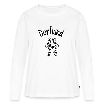 Enfant du village, vache, bétail Simmental, vie à la campagne, ferme - T-shirt manches longues Premium bio Femme - blanc - Devant - Julia (174cm)
