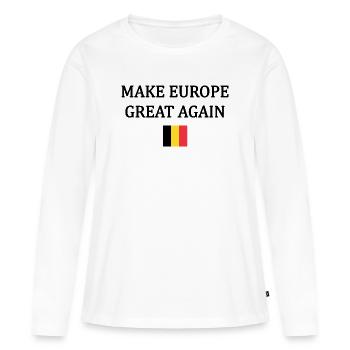 Rendre l’Europe Grande à Nouveau – Belgique - T-shirt manches longues Premium bio Femme - blanc - Devant - Julia (174cm)