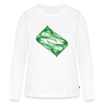 Dynamische Spur - Grün - Chaos Kunst - Frauen Premium Bio Langarmshirt - Weiß - Vorne - Julia (174cm)