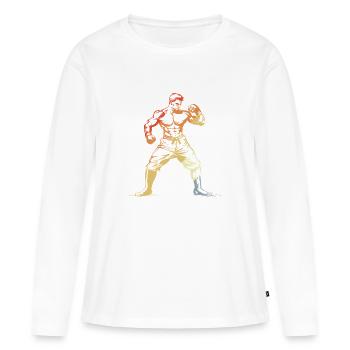 Kickboxer Rétro - T-shirt manches longues Premium bio Femme - blanc - Devant - Julia (174cm)
