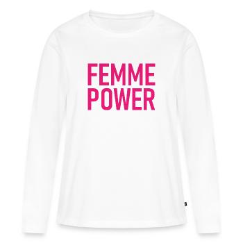 femme Pouvoir - Femme - Femmes - Pouvoir des Femmes - Femmes - T-shirt manches longues Premium bio Femme - blanc - Devant - Julia (174cm)
