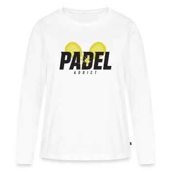 Padel Men Women – Padel Addict – Player Gift - Women's Premium Organic Long Sleeve Shirt - white - Front - Julia (174cm)