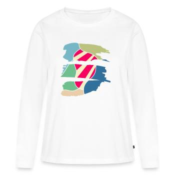Design rétro moderne en couleurs - T-shirt manches longues Premium bio Femme - blanc - Devant - Julia (174cm)