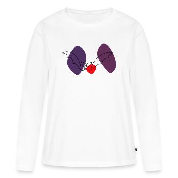 Chauve-souris en art linéaire avec fond coloré - T-shirt manches longues Premium bio Femme - blanc - Devant - Julia (174cm)