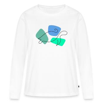 Tortue au linéaire avec fond coloré - T-shirt manches longues Premium bio Femme - blanc - Devant - Julia (174cm)