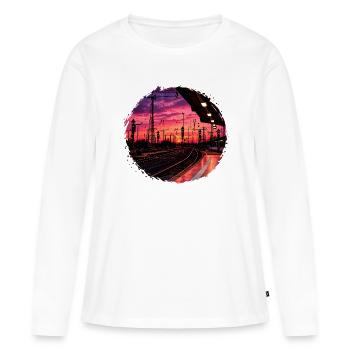 Coucher de soleil sur le quai - T-shirt manches longues Premium bio Femme - blanc - Devant - Julia (174cm)