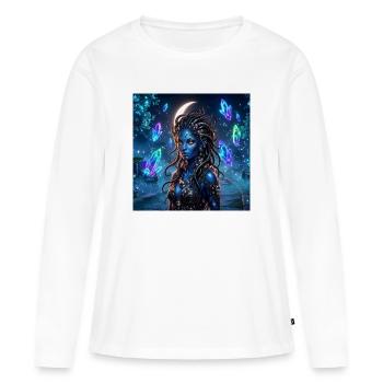 Sirène de Cristal Bleu - T-shirt manches longues Premium bio Femme - blanc - Devant - Julia (174cm)