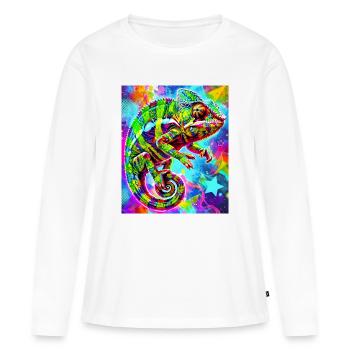 caméléon - T-shirt manches longues Premium bio Femme - blanc - Devant - Julia (174cm)