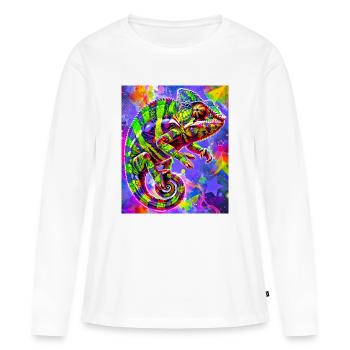 caméléon - T-shirt manches longues Premium bio Femme - blanc - Devant - Julia (174cm)