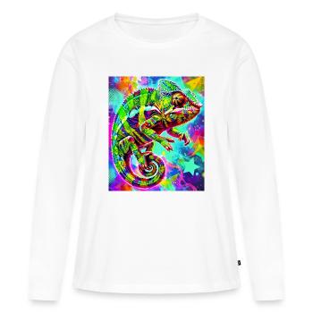 caméléon - T-shirt manches longues Premium bio Femme - blanc - Devant - Julia (174cm)
