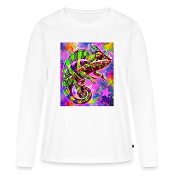 caméléon - T-shirt manches longues Premium bio Femme - blanc - Devant - Julia (174cm)