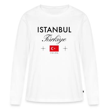 Istanbul Turquie Coordonnées Souvenir de voyage - T-shirt manches longues Premium bio Femme - blanc - Devant - Julia (174cm)