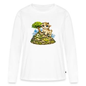 Chèvre câline sur la montagne - T-shirt manches longues Premium bio Femme - blanc - Devant - Julia (174cm)