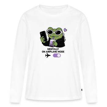 Lunettes de soleil esthétiques Gen Z Frog Boba Kawaii Drôle - T-shirt manches longues Premium bio Femme - blanc - Devant - Julia (174cm)