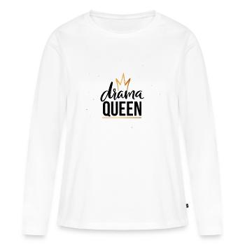 Ligne minimaliste Golden Crown - T-shirt manches longues Premium bio Femme - blanc - Devant - Julia (174cm)
