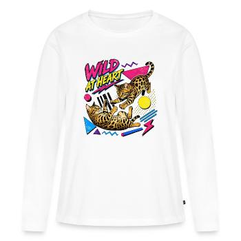 Bengal Cats de style Memphis des années 90 - T-shirt manches longues Premium bio Femme - blanc - Devant - Julia (174cm)