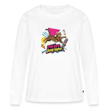 Memphis Bengal Cat des années 90 - T-shirt manches longues Premium bio Femme - blanc - Devant - Julia (174cm)