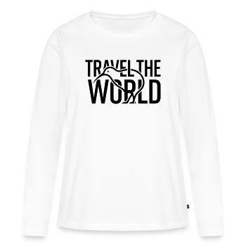 Silhouette des oiseaux kiwi : Voyager dans le monde – Minimaliste - T-shirt manches longues Premium bio Femme - blanc - Devant - Julia (174cm)