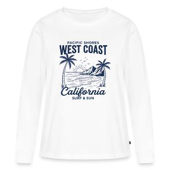 Surf Vintage de la côte ouest de la Californie - T-shirt manches longues Premium bio Femme - blanc - Devant - Julia (174cm)
