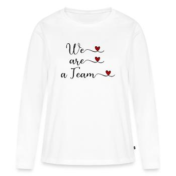 Nous sommes une équipe Team Unity Design with a Heart - T-shirt manches longues Premium bio Femme - blanc - Devant - Julia (174cm)