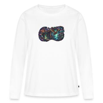 Sentier du Dragon de la Forêt Nocturne - T-shirt manches longues Premium bio Femme - blanc - Devant - Julia (174cm)