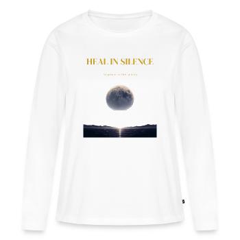 Guérissez en silence – Laissez la paix parler - T-shirt manches longues Premium bio Femme - blanc - Devant - Julia (174cm)
