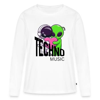 Câlin du cœur des Amis Cosmiques - T-shirt manches longues Premium bio Femme - blanc - Devant - Julia (174cm)