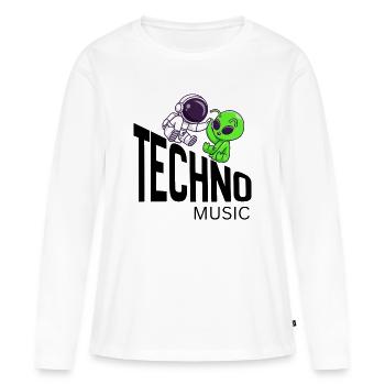 Cosmic Buddy : Astronaute & Alien - T-shirt manches longues Premium bio Femme - blanc - Devant - Julia (174cm)