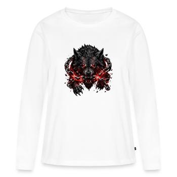 Regard de Feu du Loup en Chaîne, - T-shirt manches longues Premium bio Femme - blanc - Devant - Julia (174cm)