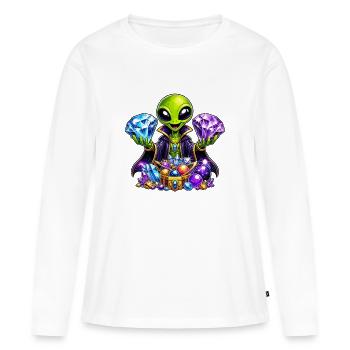 Mage du trésor extraterrestre - T-shirt manches longues Premium bio Femme - blanc - Devant - Julia (174cm)