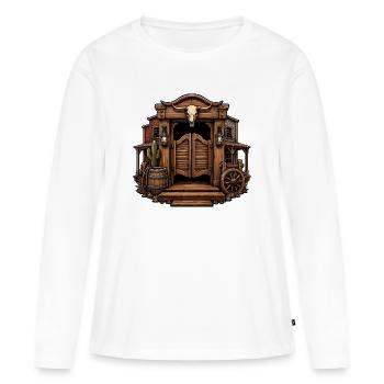 Western Skull Saloon - T-shirt manches longues Premium bio Femme - blanc - Devant - Julia (174cm)