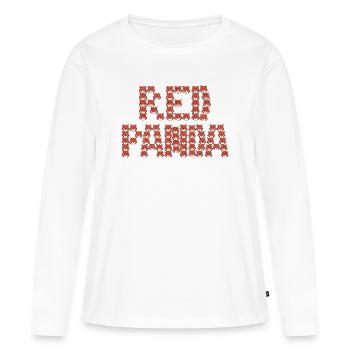 Typographie du panda rouge de dessins animés - T-shirt manches longues Premium bio Femme - blanc - Devant - Julia (174cm)