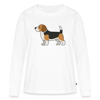 Illustration en blocs de couleur Beagle - T-shirt manches longues Premium bio Femme - blanc - Devant - Julia (174cm)