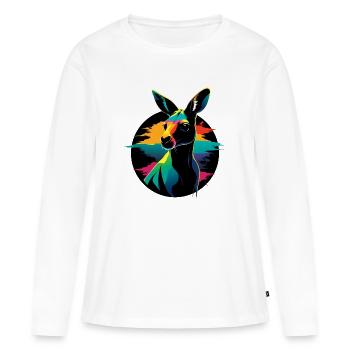 Kangourou portrait - T-shirt manches longues Premium bio Femme - blanc - Devant - Julia (174cm)