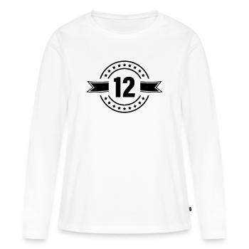 12_zahl - T-shirt manches longues Premium bio Femme - blanc - Devant - Julia (174cm)