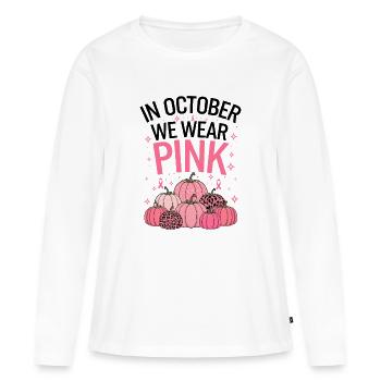 October Cancer Support Pumpkin - Women's Premium Organic Long Sleeve Shirt - white - Front - Julia (174cm)