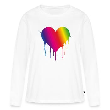 Cœur Arc-en-ciel Goutte - T-shirt manches longues Premium bio Femme - blanc - Devant - Julia (174cm)
