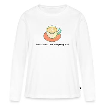 D’abord le café, puis tout le reste – Kaffee - T-shirt manches longues Premium bio Femme - blanc - Devant - Julia (174cm)