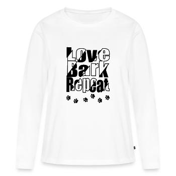 Par amour de la répétition - T-shirt manches longues Premium bio Femme - blanc - Devant - Julia (174cm)
