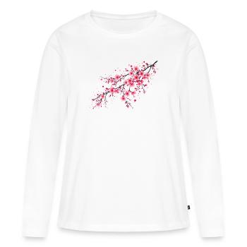 Branches de cerisier Branches de Sakura Cerisier - T-shirt manches longues Premium bio Femme - blanc - Devant - Julia (174cm)