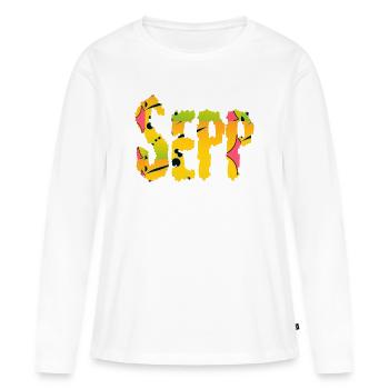 Prénom Sepp - T-shirt manches longues Premium bio Femme - blanc - Devant - Julia (174cm)