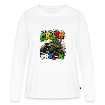 Maternelle de Monster Truck T-Rex - T-shirt manches longues Premium bio Femme - blanc - Devant - Julia (174cm)