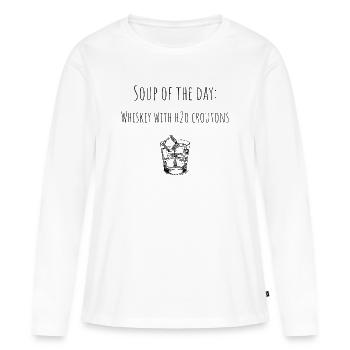 Soupe du jour - Soupe du jour - Pour les amateurs de whisky - T-shirt manches longues Premium bio Femme - blanc - Devant - Julia (174cm)