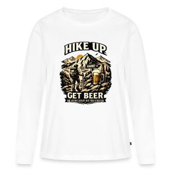 Montez en randonnée pour prendre de la bière – montagnes et bière - T-shirt manches longues Premium bio Femme - blanc - Devant - Julia (174cm)