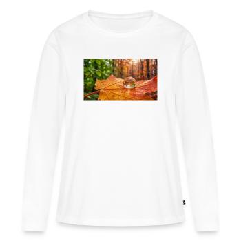 Feuille d’automne avec boule de verre et reflet forestier - T-shirt manches longues Premium bio Femme - blanc - Devant - Julia (174cm)