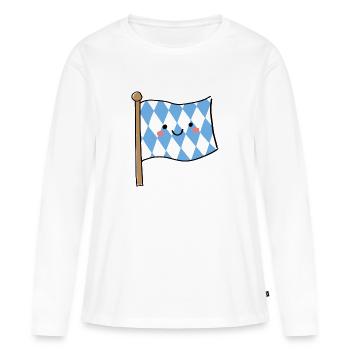 Drapeau Bavière mignon Kawaii - T-shirt manches longues Premium bio Femme - blanc - Devant - Julia (174cm)