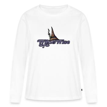 Logo du Chapeau de Sorcière Sauvage et Sage - T-shirt manches longues Premium bio Femme - blanc - Devant - Julia (174cm)