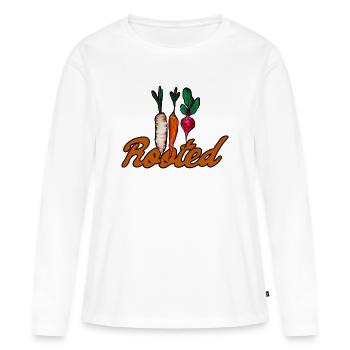 Art de la carotte enracinée - T-shirt manches longues Premium bio Femme - blanc - Devant - Julia (174cm)